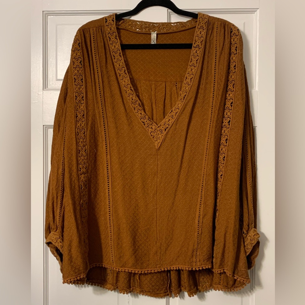 Free People Rust Coloured Boho Blouse